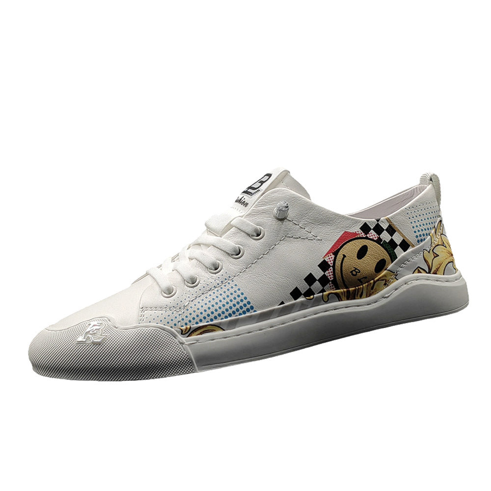 Men's Trendy Top Layer Cowhide Boys Sneakers