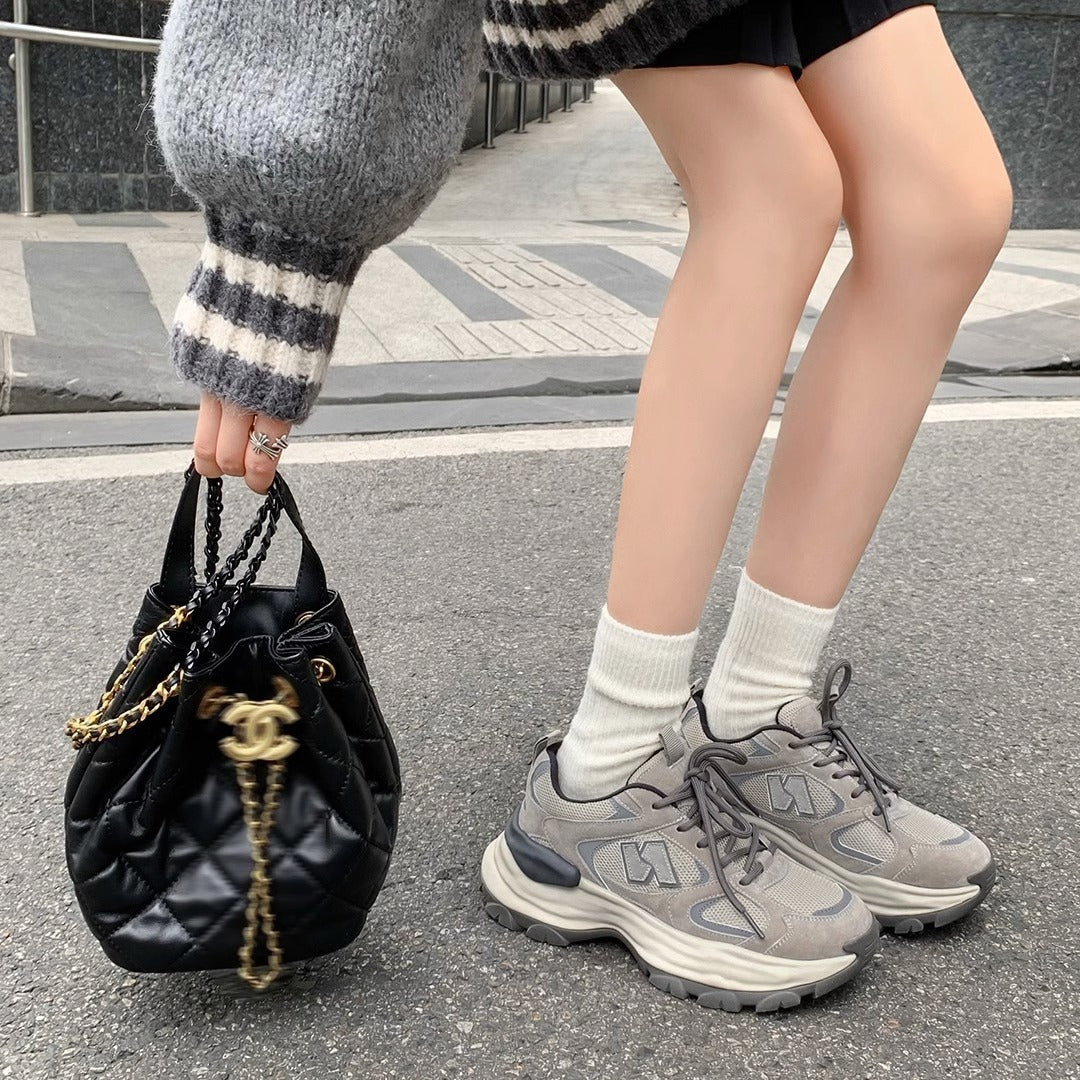 Color Matching Letters Lace Up Daddy Sneakers