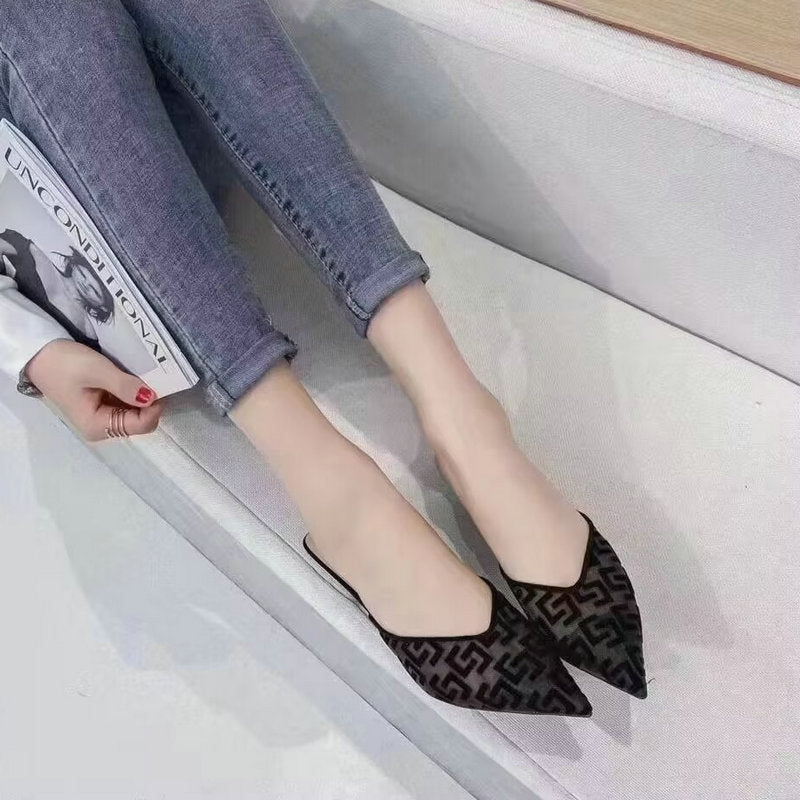 Women's Spring Stiletto Mesh Closed Toe Half Heels