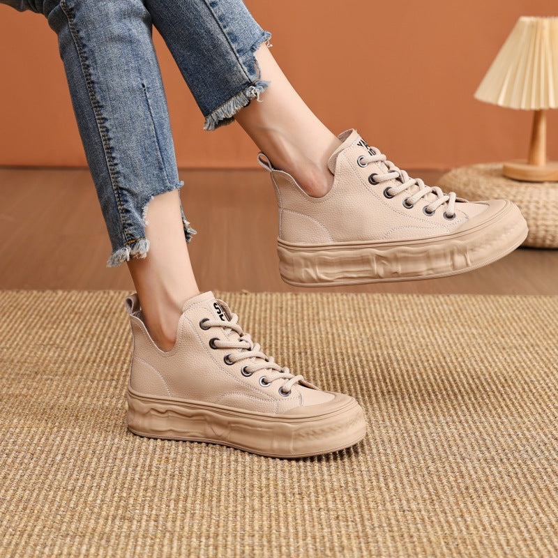 Women's White Genuine Autumn Super Hot Dissoed Sneakers