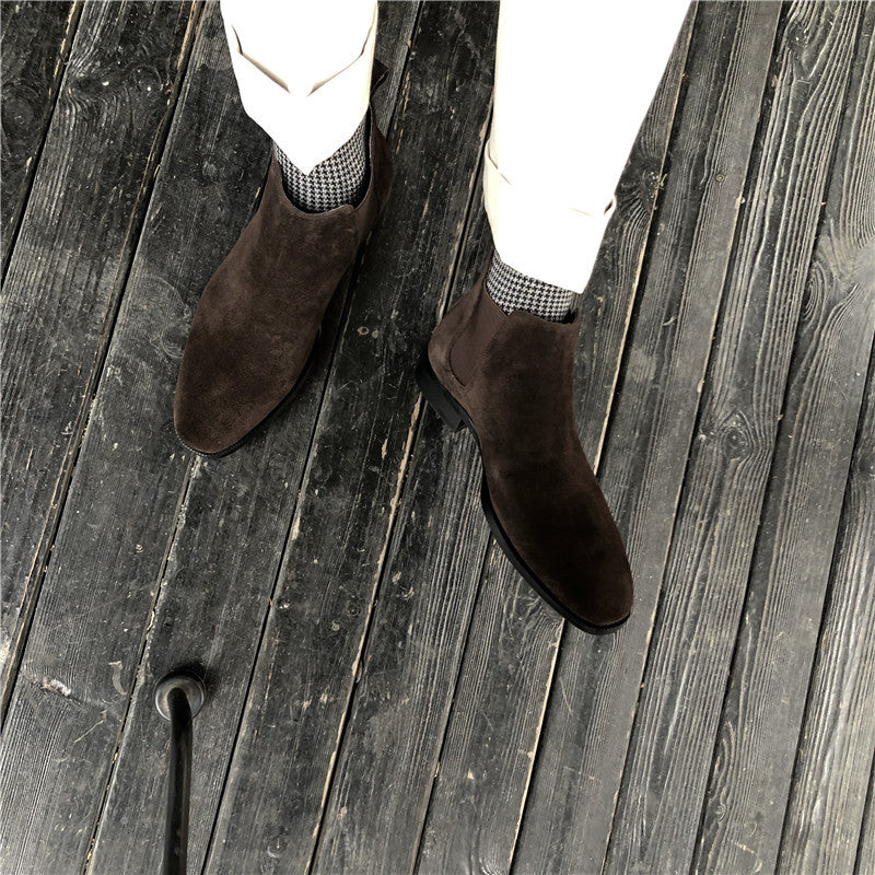 Men's Chelsea Korean Style Trendy Square Toe Suede Boots
