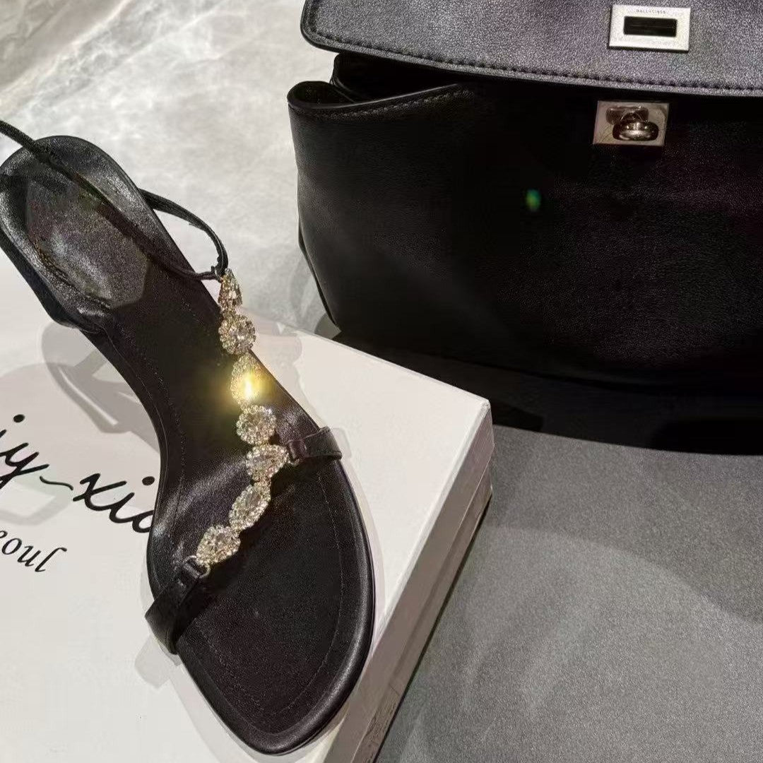 Women's Early Spring Open Toe Rhinestone Sexy Heels