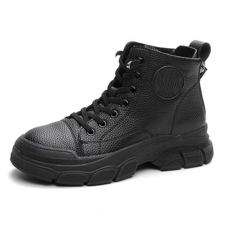 Women's Round Toe Solid Color Leisure Double Zipper Cool Sneakers