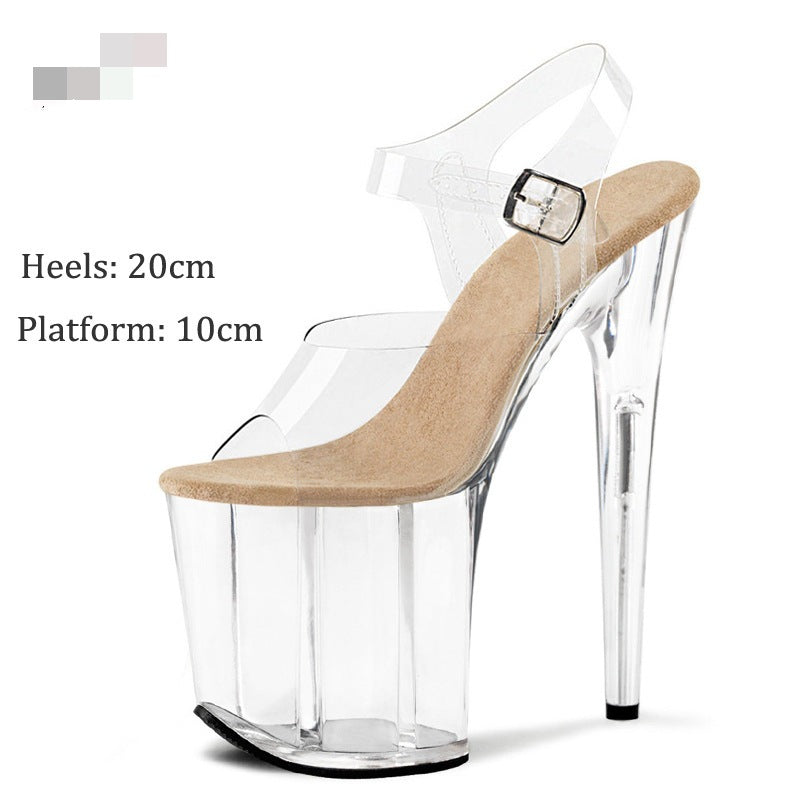 Women's & Men's Summer Buckle Stiletto Transparent Graceful Fashionable Heels