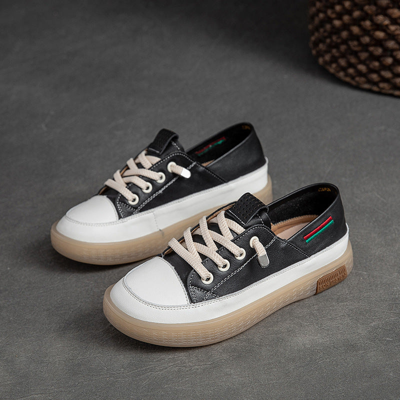 Women's Shu Autumn Low-cut Flat Pumps Round Toe White Solid Casual Shoes