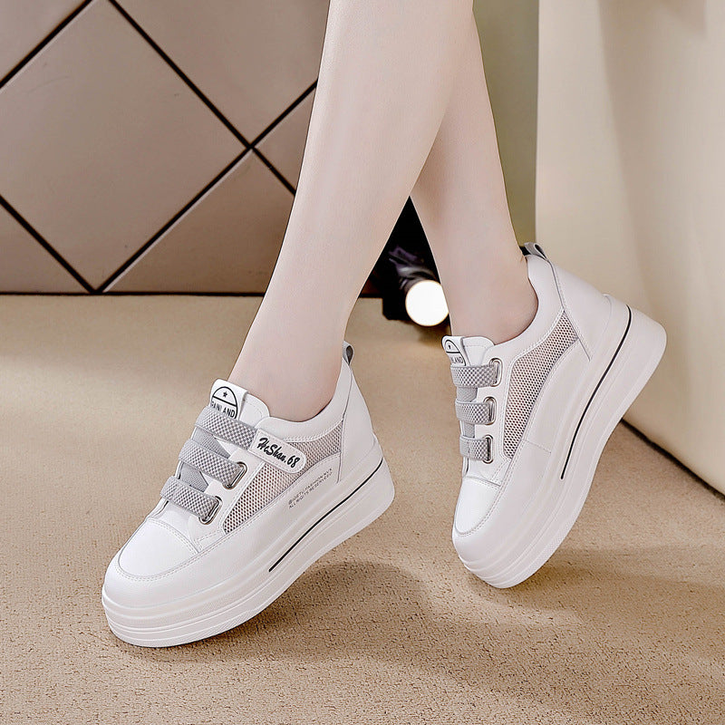 Women's Hidden White Velcro Slimming Platform Lightweight Trendy Women's Casual Shoes