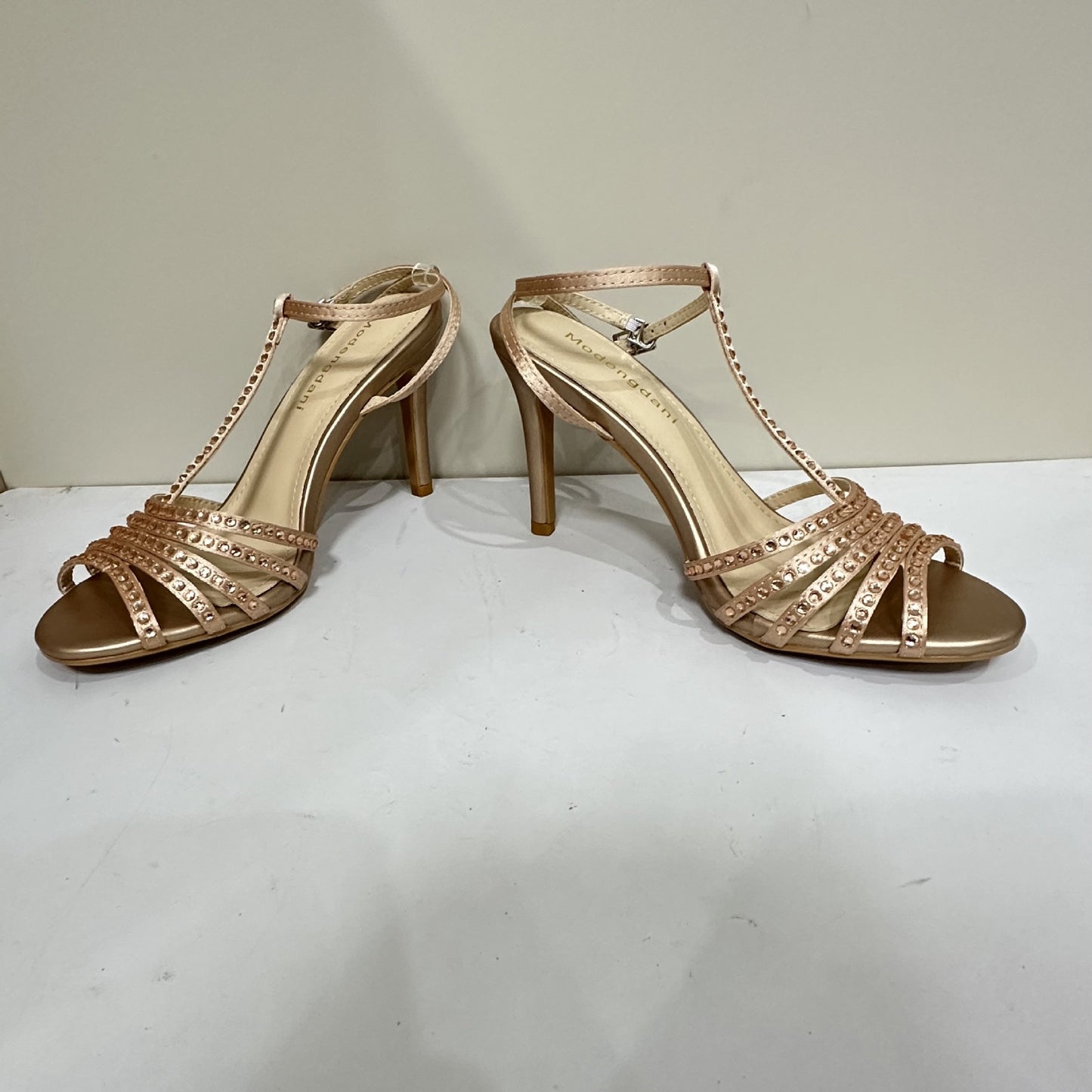 Women's Gold Diamond Band Satin Strap Sexy Heels