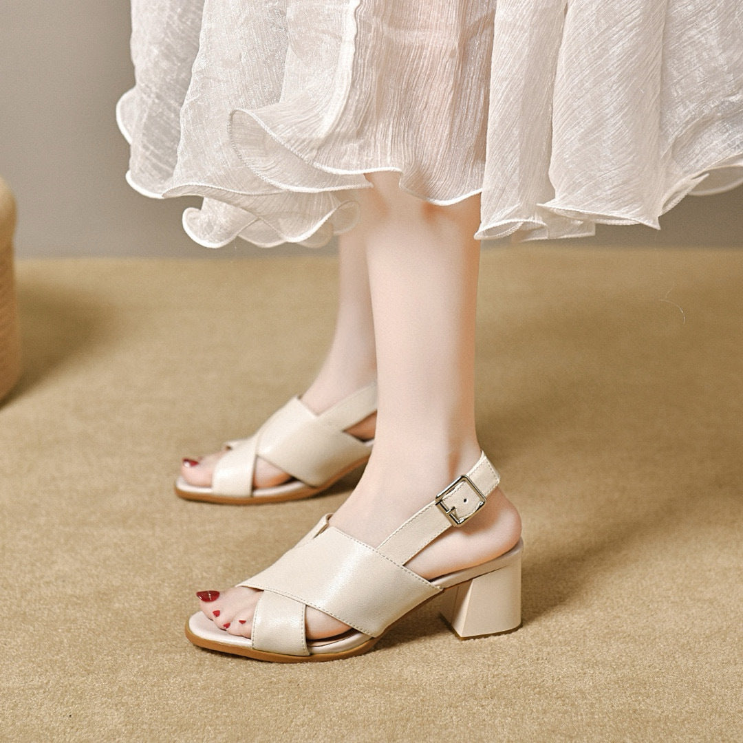 Women's Summer Chunky Cross Two Kinds Of Heels