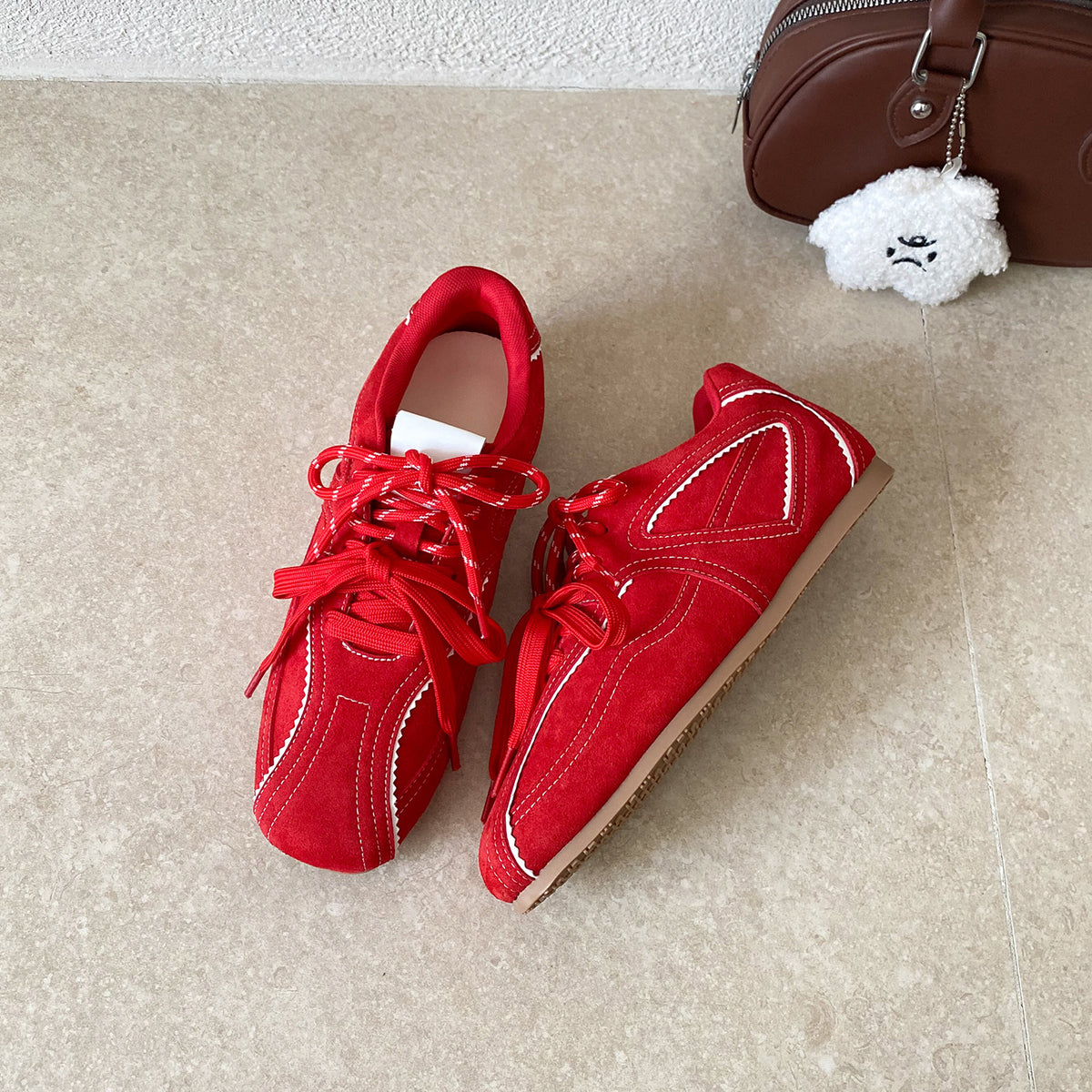 Women's Cow Suede Popping Candy Red Ballet Women's Sports Shoes