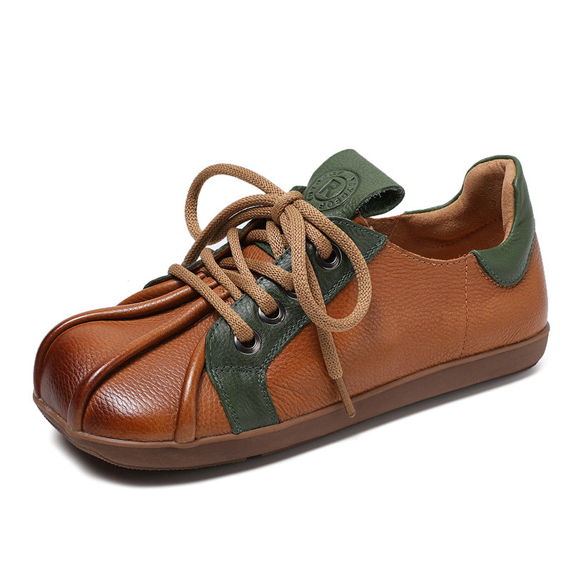 Women's Spring Retro Ethnic Style Color Matching Flat Mom Loafers