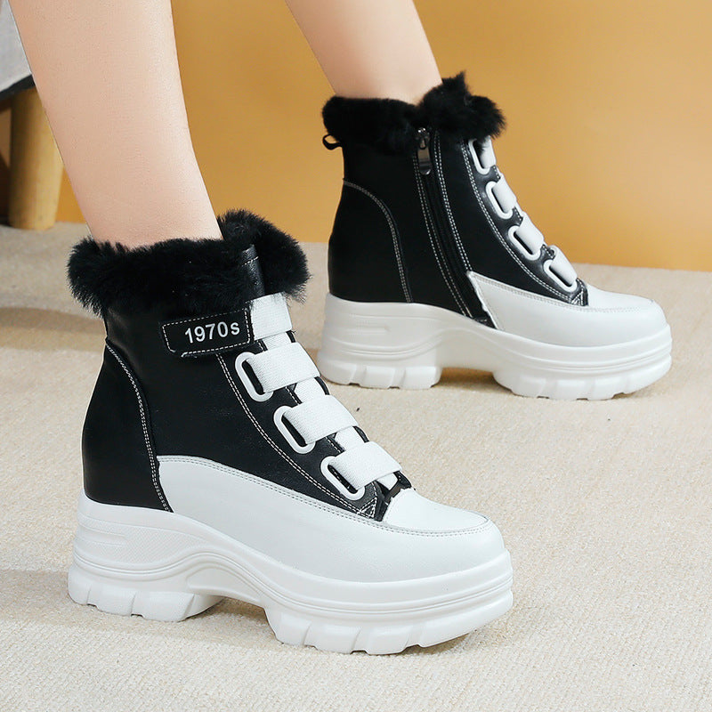Women's Platform Thick Bottom Thin Short Tube Casual Shoes
