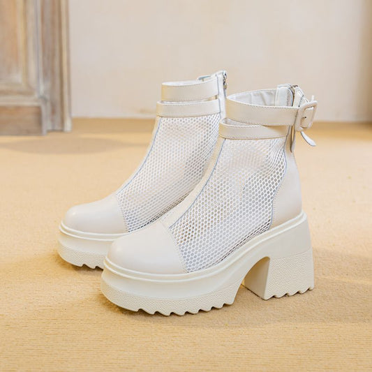 Women's Mesh Hollow Martin Summer Thin Breathable Hidden Heels