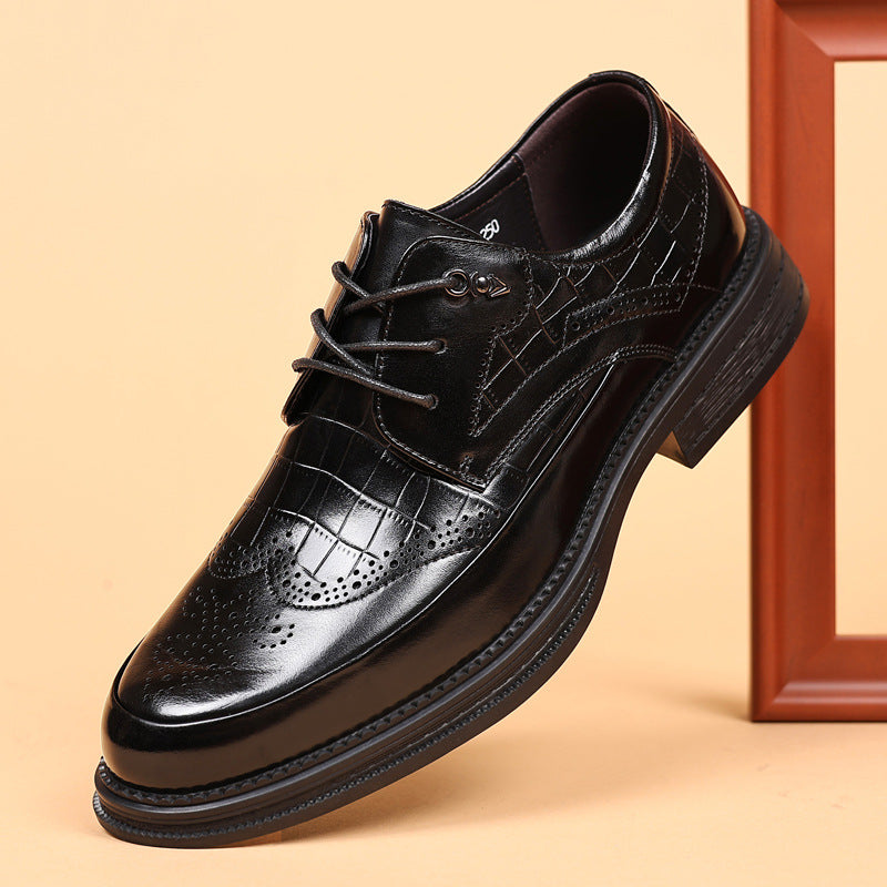 Men's Autumn First Layer Cowhide Formal Wear Wedding Men's Business Leather Shoes
