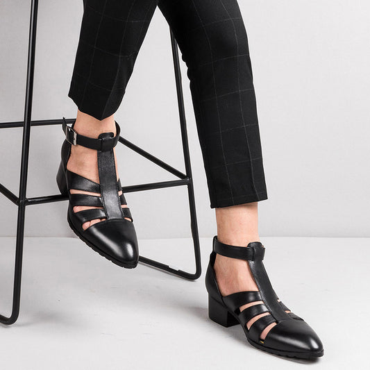 Men's Summer Genuine Pointed Breathable Hollow Fashion Sandals