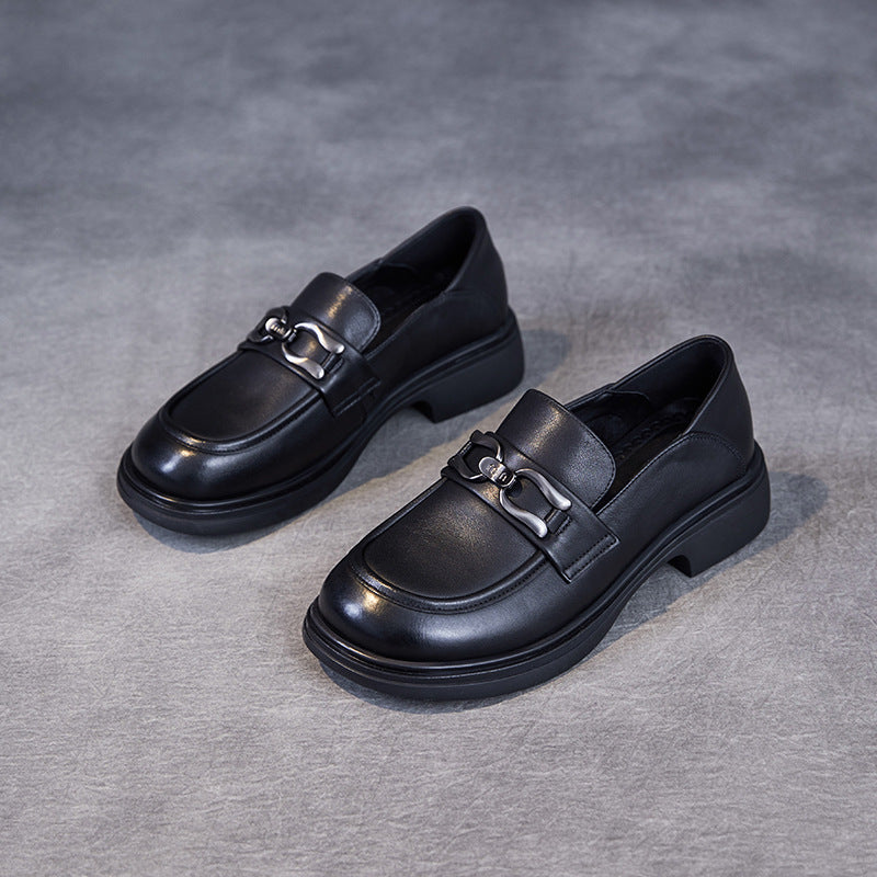 Women's Beautiful Color First Layer Cowhide Spring British Loafers
