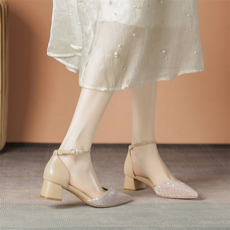 Women's Closed Toe Summer Pointed Pumps High Sandals