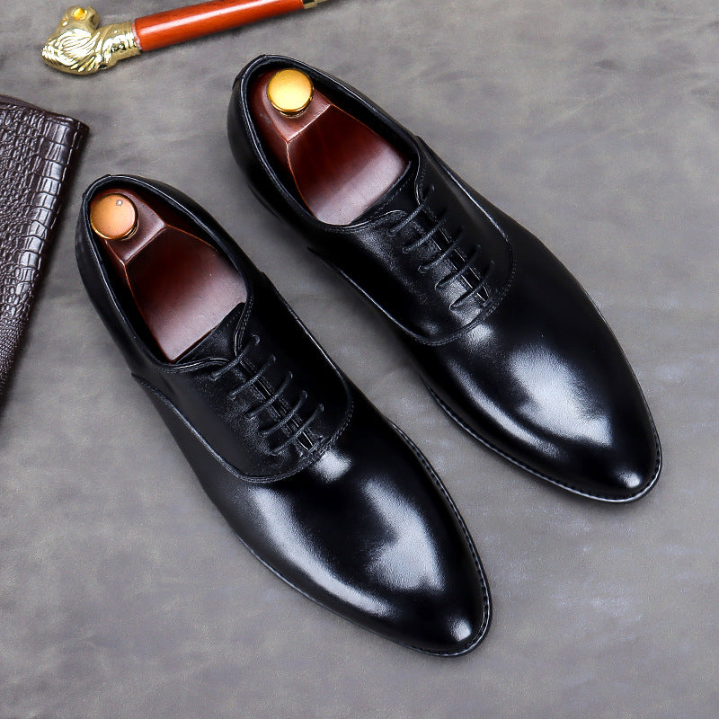 Men's Genuine Cattlehide Surface Low Cut Cowhide Handmade Formal Wear Leather Shoes