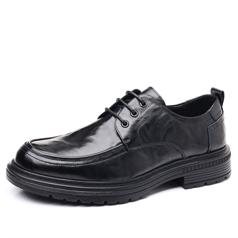 Men's First Layer Cowhide Big Head Thick-soled Business Leather Shoes
