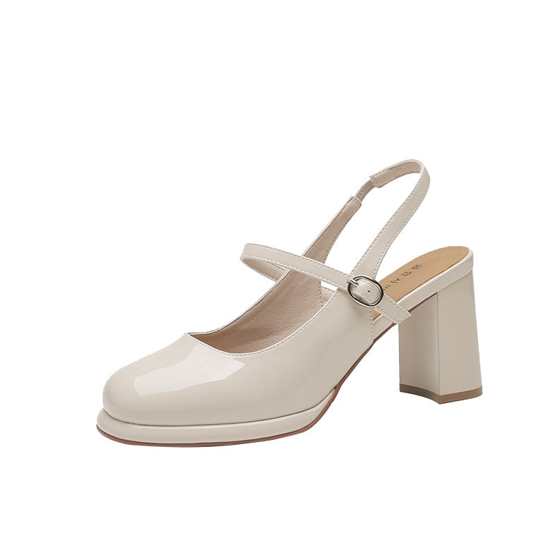 Women's Box High Elegant Patent Hepburn Style Heels