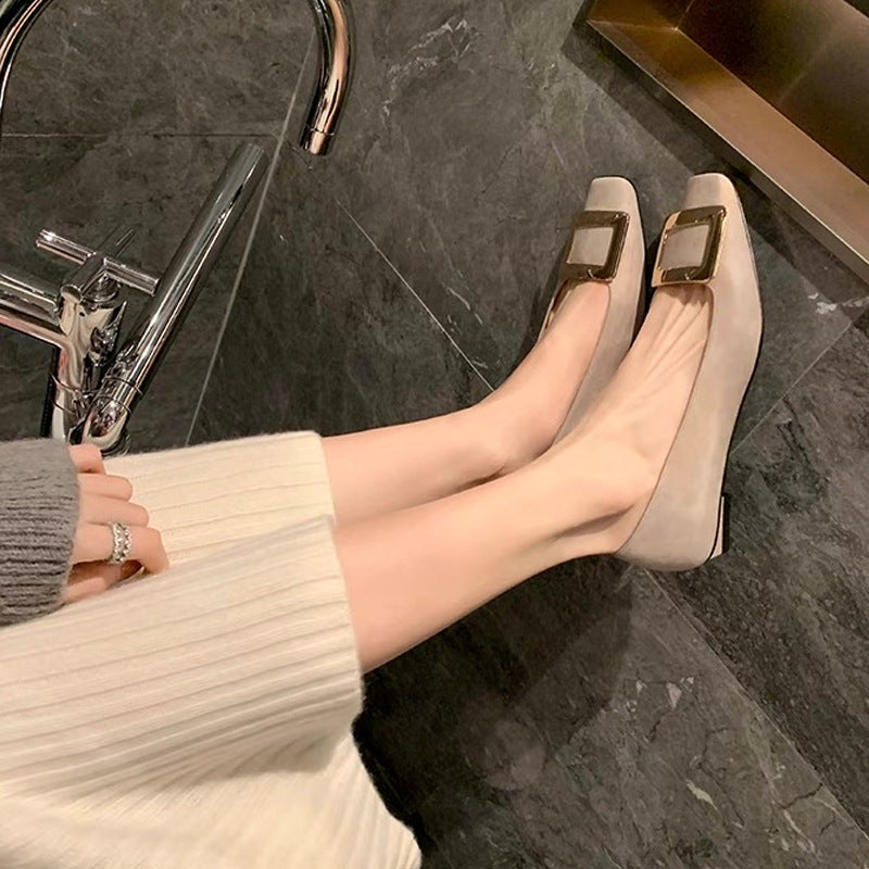 Women's Buckle Flat High-grade Toe Low-cut Low Mary Jane Women's Fashion Shoes