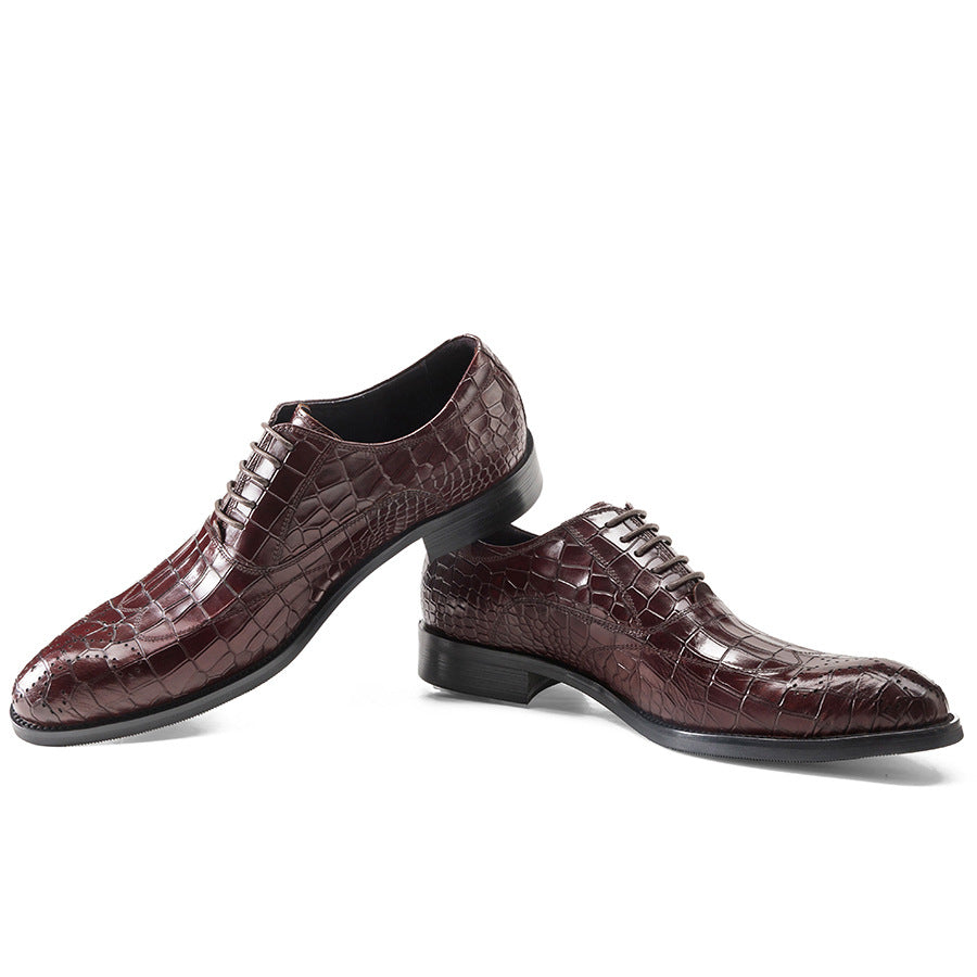 Men's Quality British Brogue Green Carved Business Leather Shoes