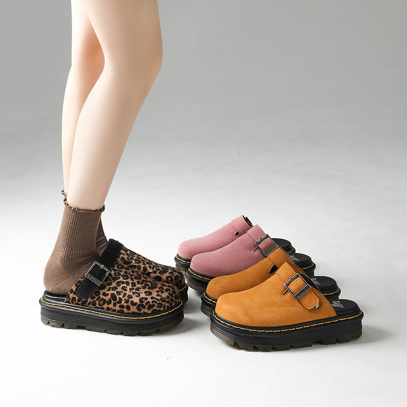 Women's Closed Toe Low-cut Flat Retro Large Size Slippers