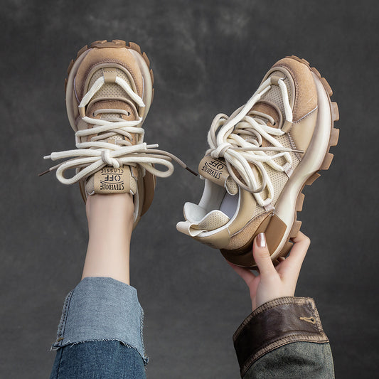 Women's Platform Heightened Daddy Comfortable Top Layer Casual Shoes