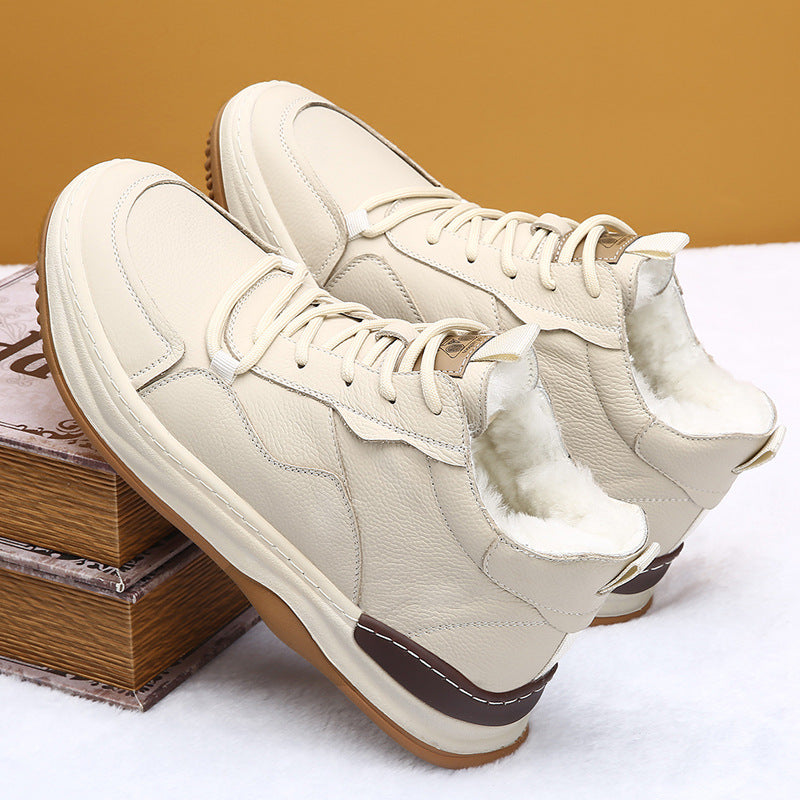 Men's Woolen Sheepskin Fur Integrated Rubber Cotton Men's Casual Leather Shoes