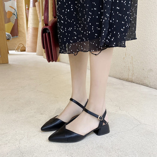 Women's Fairy Wind Chunky Rear Empty Pointed Heels