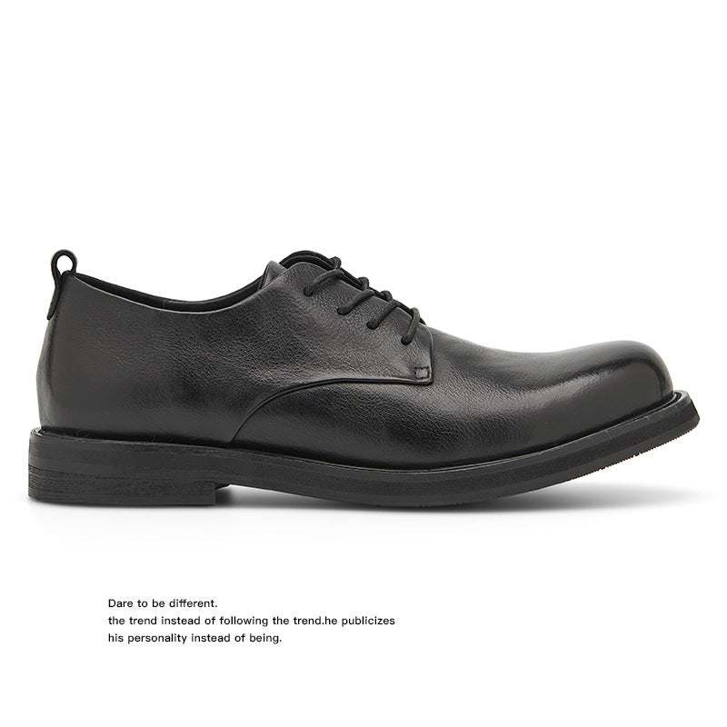 Men's British Summer Thin Business Handmade Black Leather Shoes