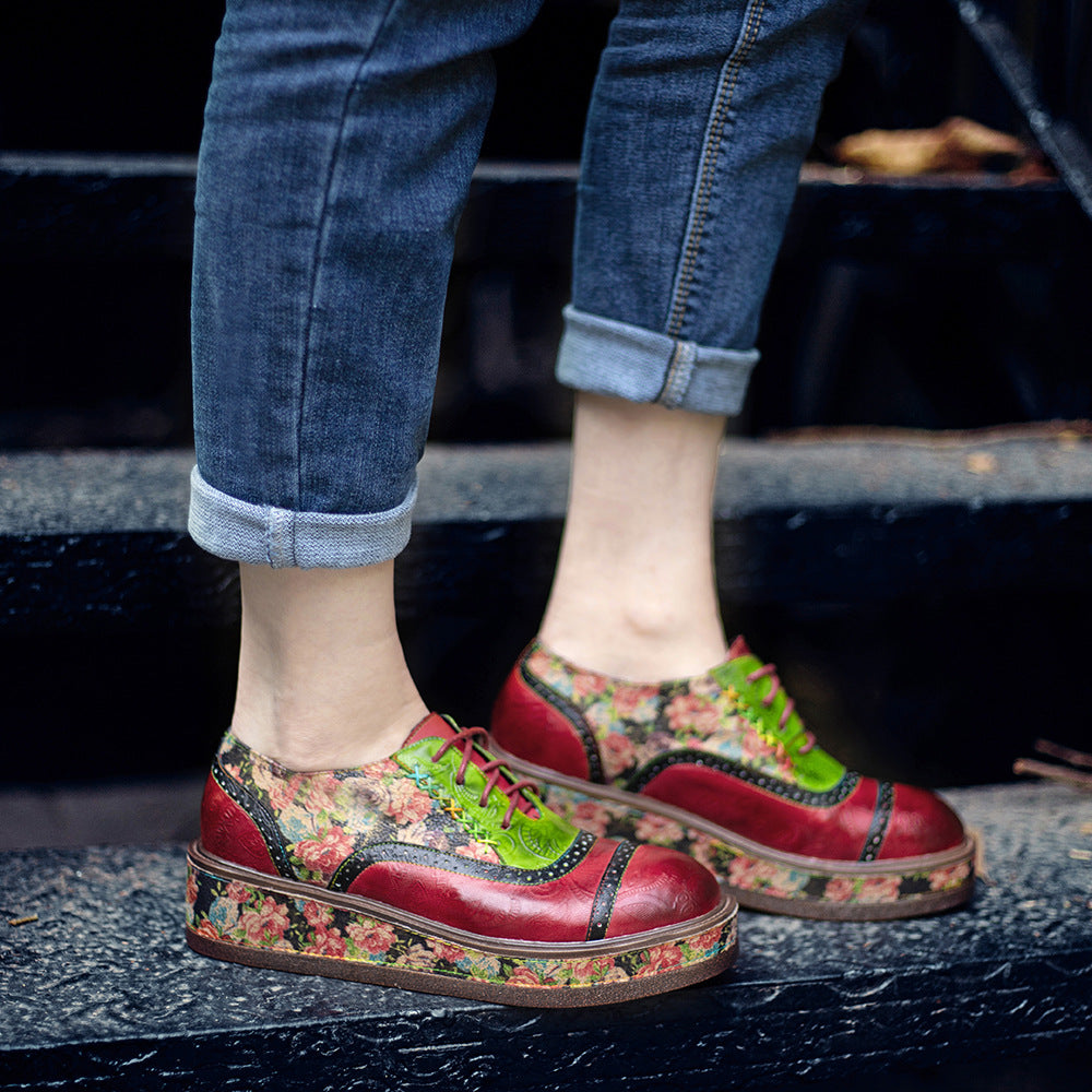Attractive Color Contrast Patchwork Comfortable Platform Casual Shoes