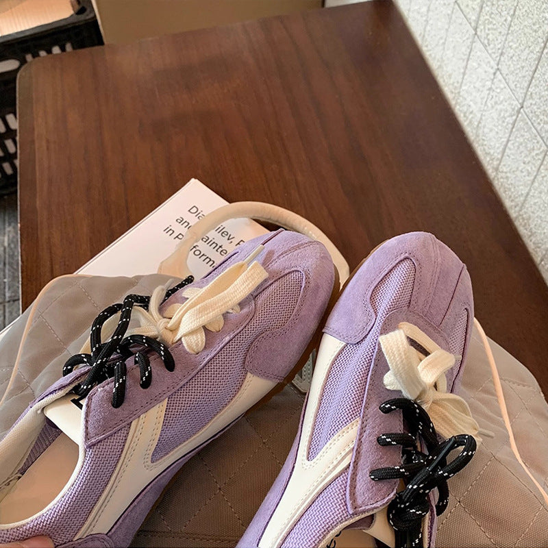 Mandarin Duck Lace Stitching Mesh Height Increasing Insole Versatile Sneakers