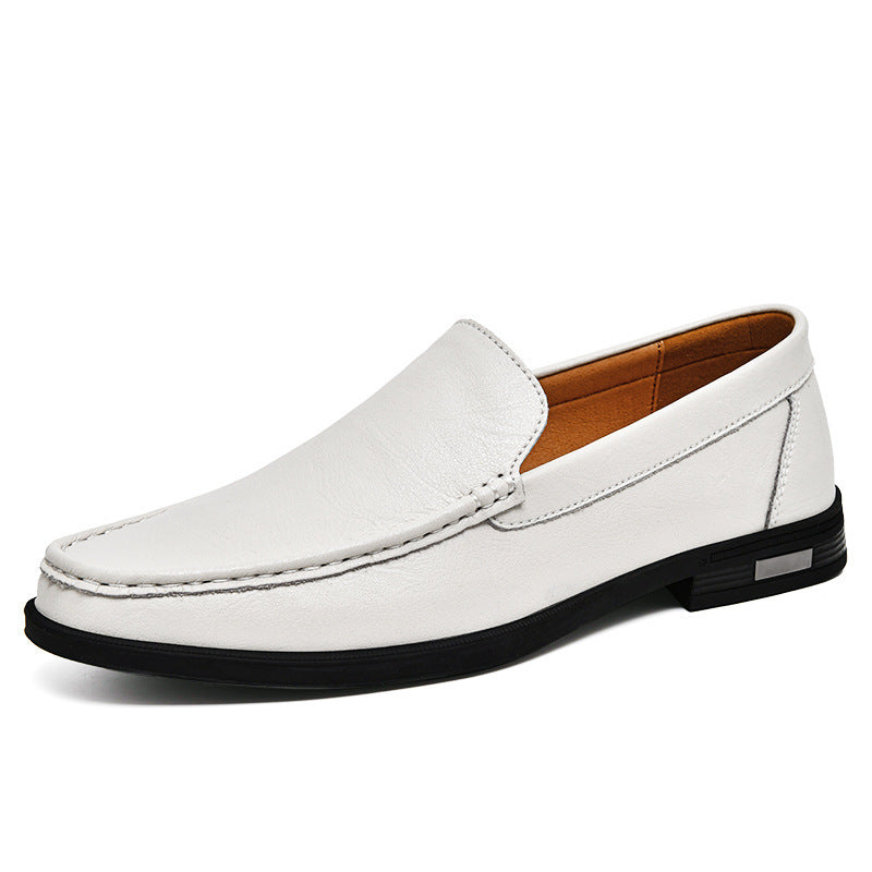 Men's Plus Size Cowhide British White Business Men's Casual Leather Shoes