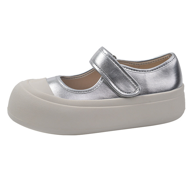 Women's Autumn Shallow Mouth Round Head Thick Casual Shoes