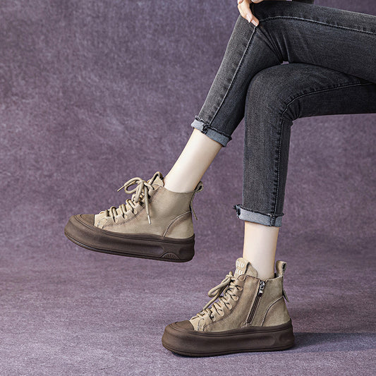 Women's Genuine Retro Short Autumn Flat Martens Boots