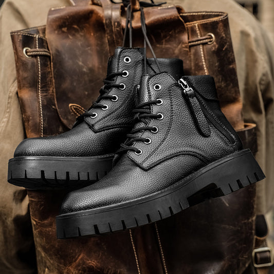 Men's Made Side Zipper High-cut Platform Height Boots