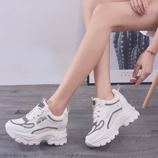 Women's White Summer Sports Breathable Mesh Dad Heels