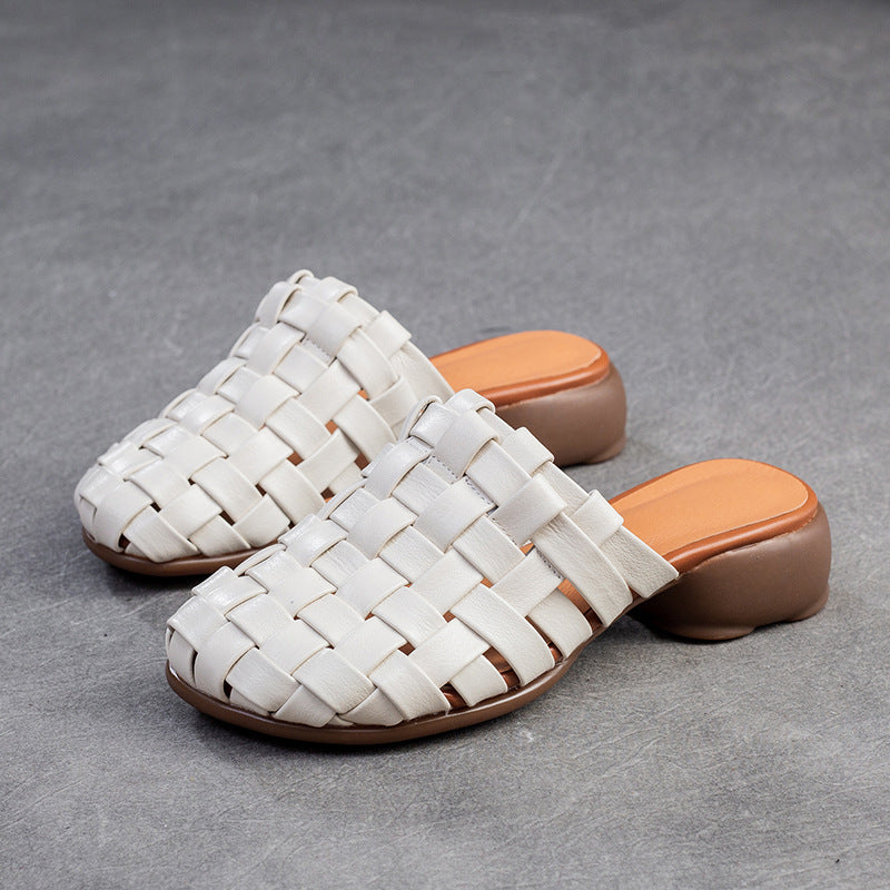 Women's & Men's Hand-woven Closed Toe Breathable Retro Rub Men's Shoes