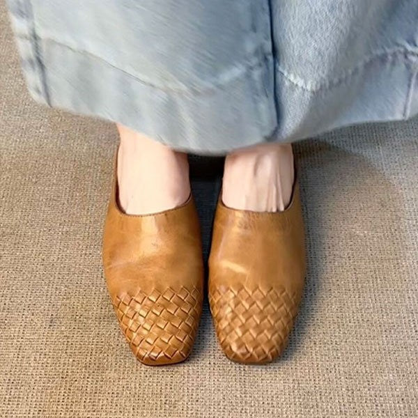Women's French Style Vintage Weave Closed Toe Half Fashion Slippers