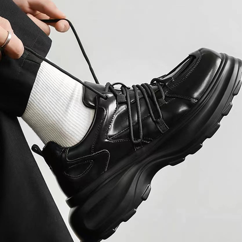 Men's Design Square Head Platform Dad Trendy Leather Shoes