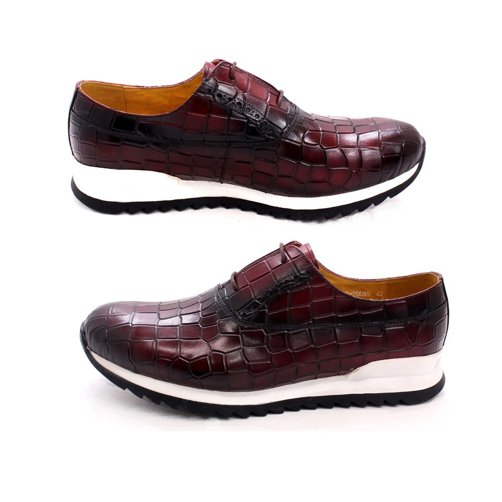 Men's Trendy Top Layer Cowhide Breathable Platform Leather Shoes