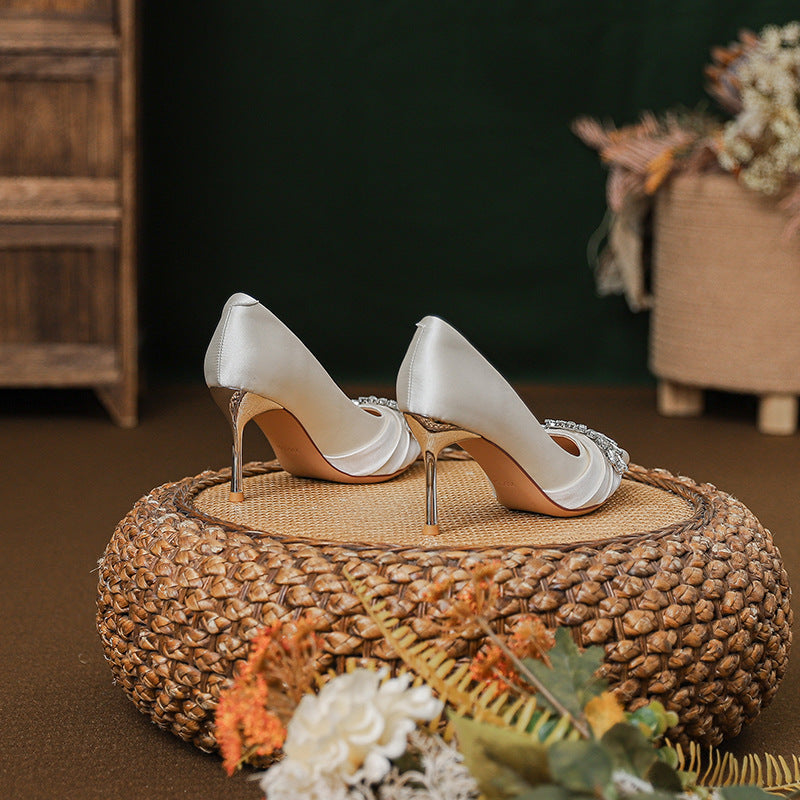 Women's Design Sense Niche White Wedding Bridal Women's Shoes