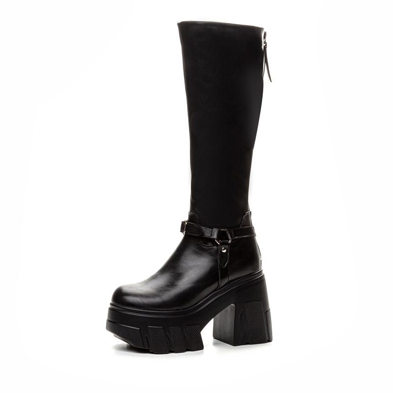 Women's Thick High Height Increasing Super Knight Platform Small Heels