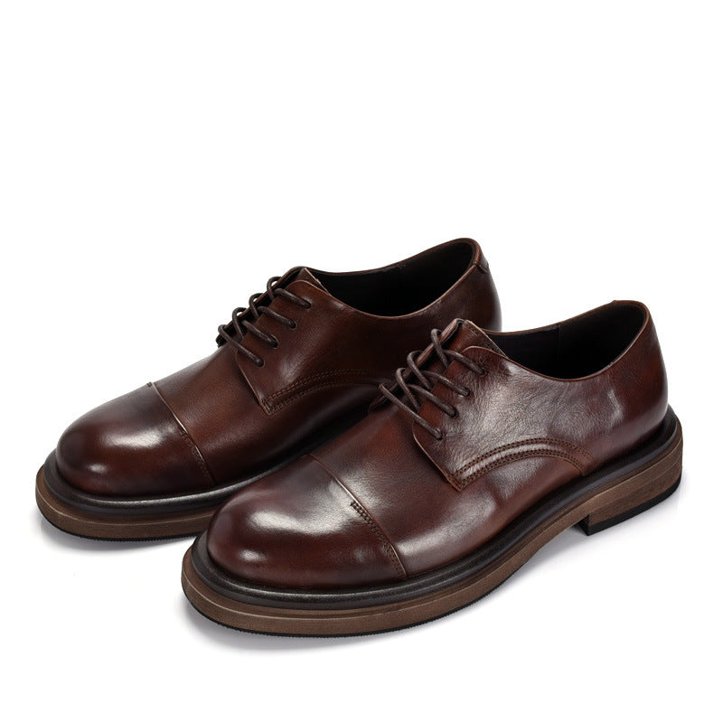 Men's Retro Handmade Leisure Platform Wedding Three Joint Leather Shoes