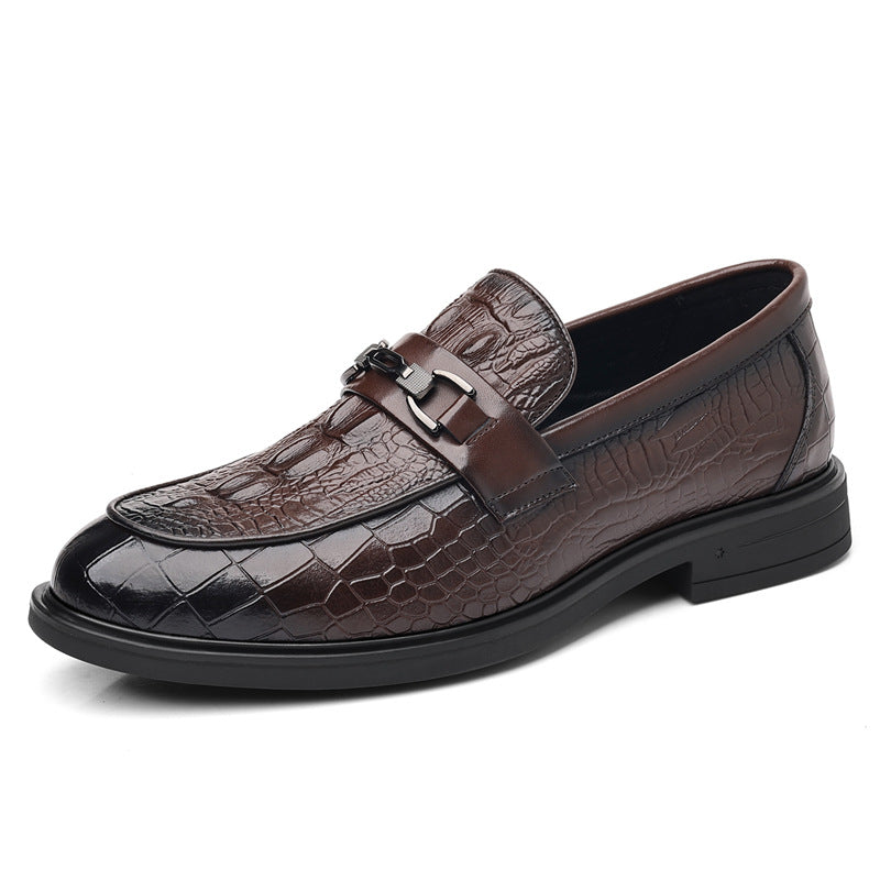 Men's Crocodile Pattern High Sense British Slip Men's Business Leather Shoes