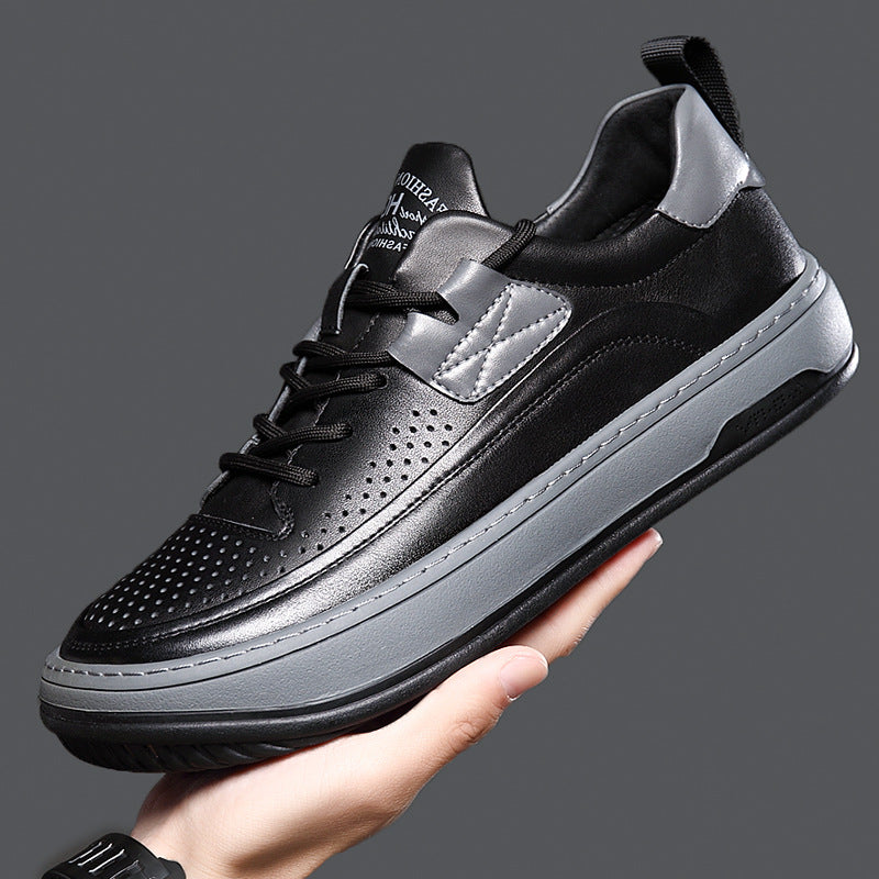 Men's Cowhide Spring Sports Trendy Korean Style Sneakers