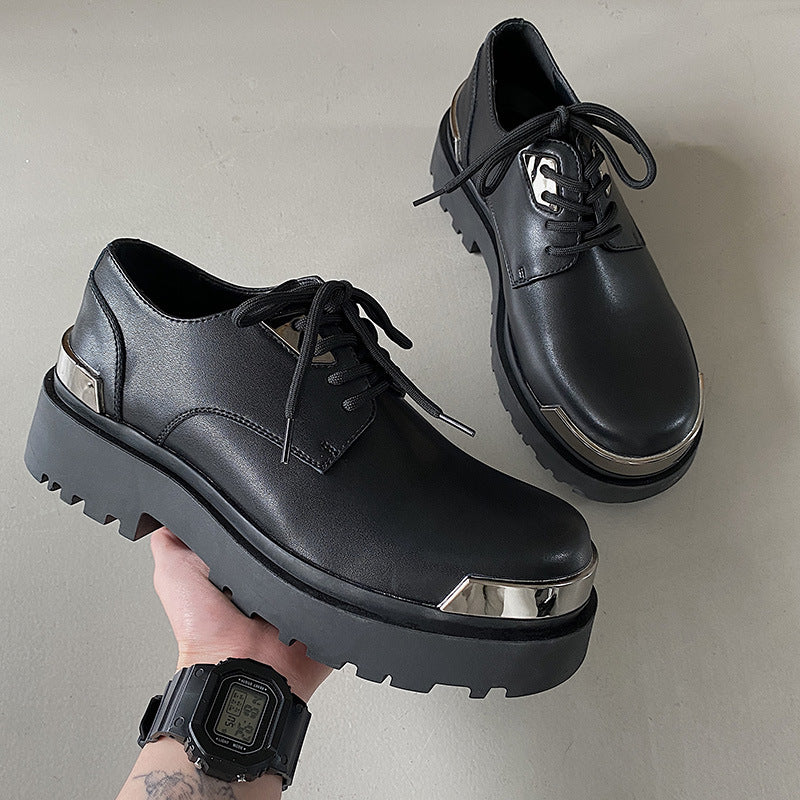 Men's British Style Platform Genuine Height Increasing Leather Shoes