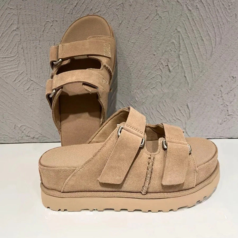 Women's High Version Velcro Niche Couple Summer Sandals