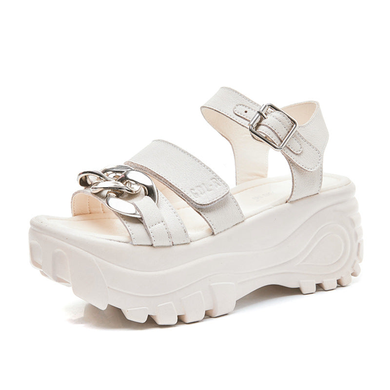Women's Summer Genuine Plus Size Platform Black Fat Foot Sandals