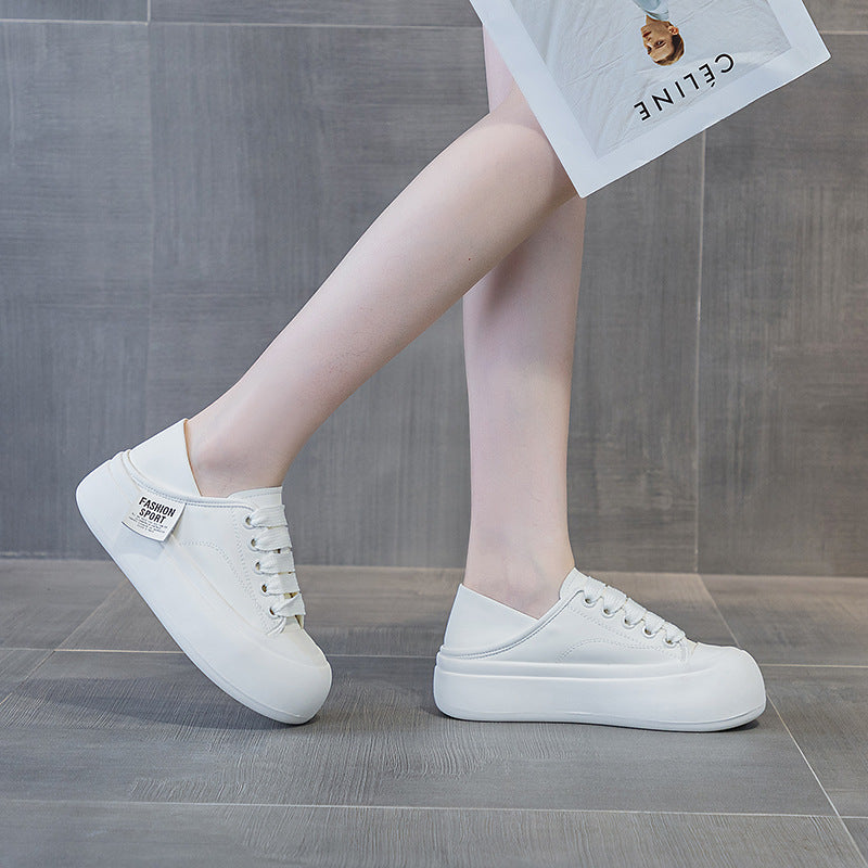 Women's Bread Summer Sports Versatile Board Round White Women's Casual Shoes